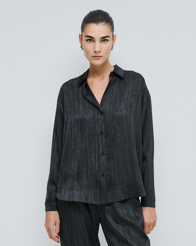 SATIN SHIRT WITH CRINKLED EFFECT