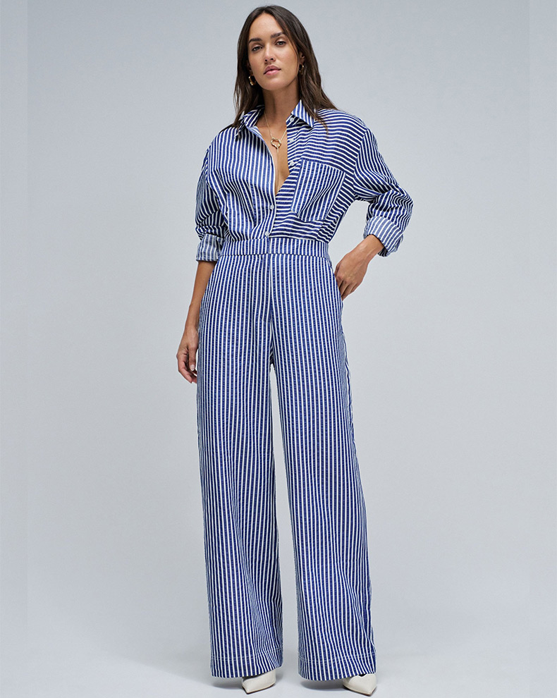 STRIPED OVERALL WITH CHEST SEQ