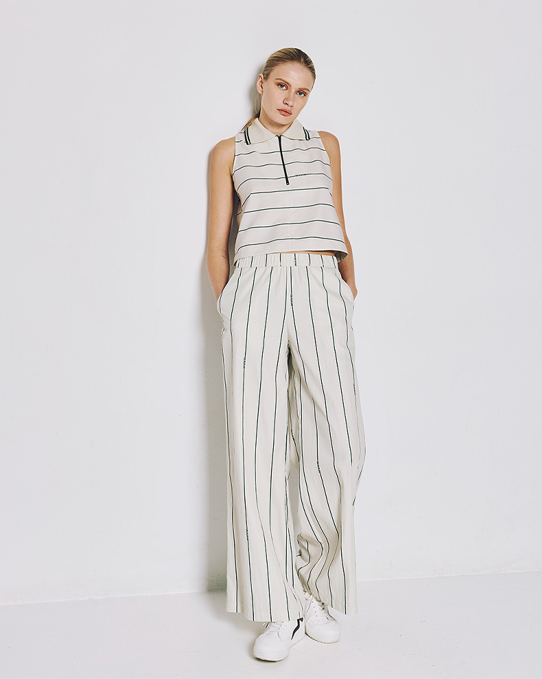 STRIPPED PANTS WITH ELASTIC WAIST