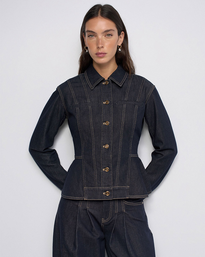 Fitted Denim Jacket In Raw Denim - Salsa Jeans