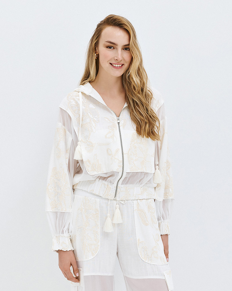 Bomber Jacket With Sheer Fabric - Access Fashion