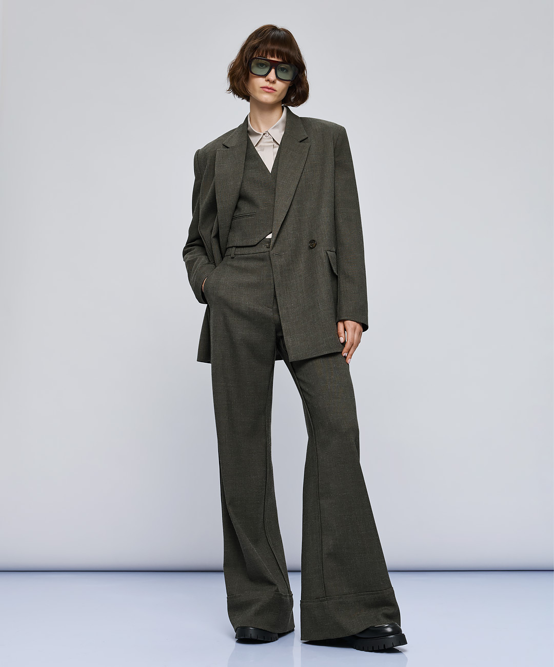 WIDE LEG PANTS WITH TURN UP HEMS