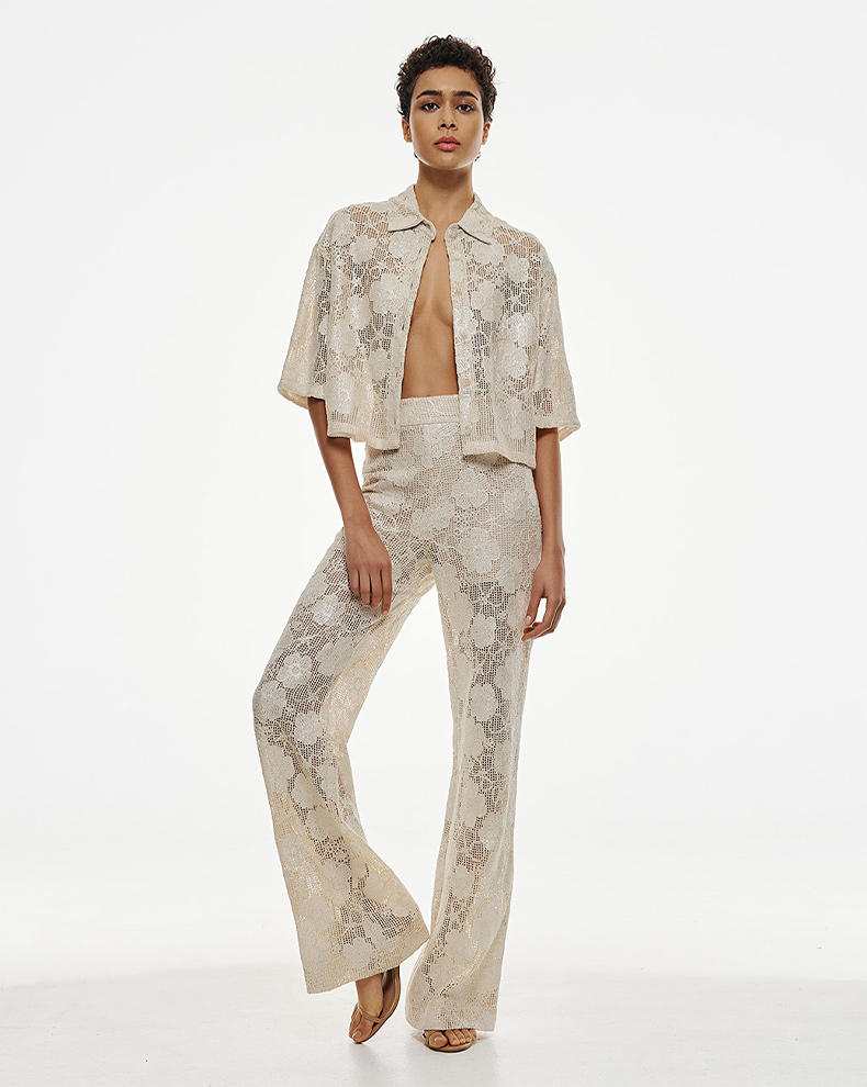 CROPPED WOVEN FLORAL SHIRT