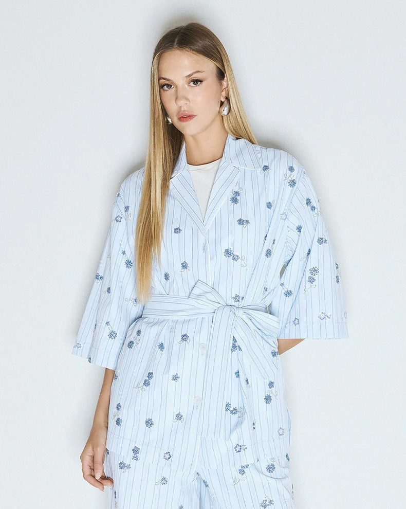 Striped Shirt With Embroidery - Access Fashion