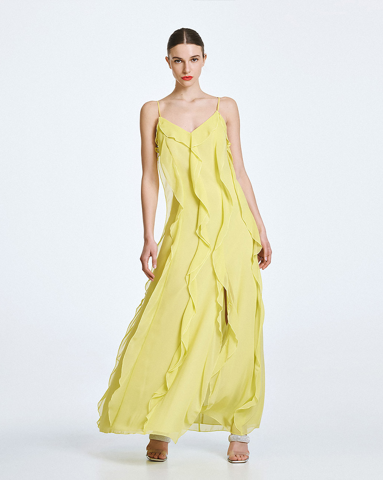 Maxi dress with V and ruffles - Access Fashion