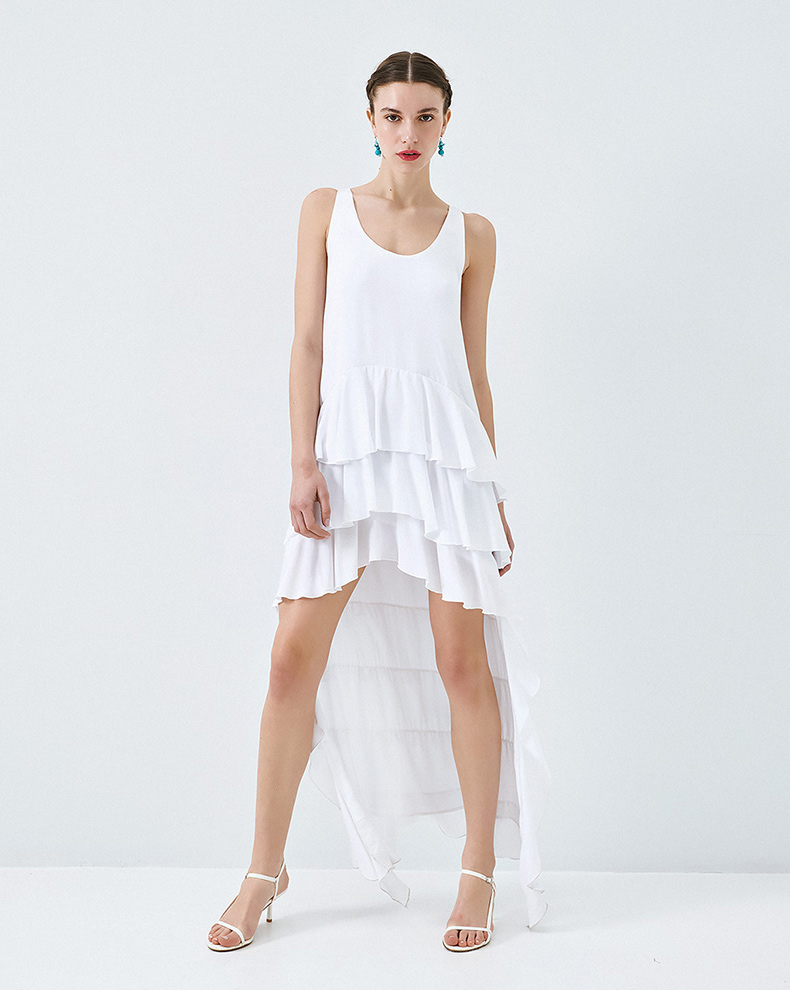 Asymmetric Dress With Ruffle - Access Fashion