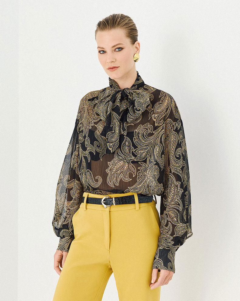 Printed Blouse With Tie At The Neck - Access Fashion