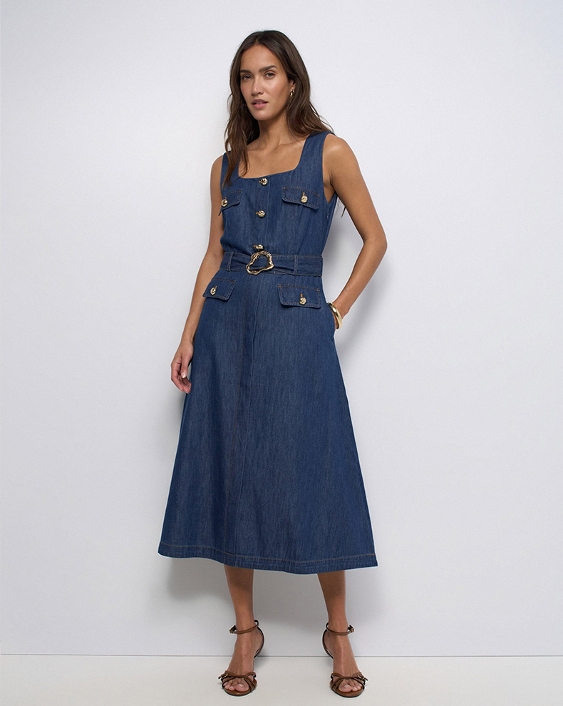 Light Denim Midi Dress - Access Fashion