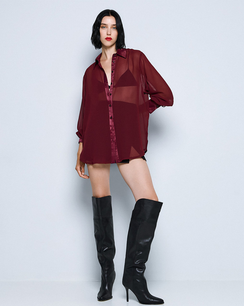 MOUSLIN SHIRT WITH PUFF SLEEVES