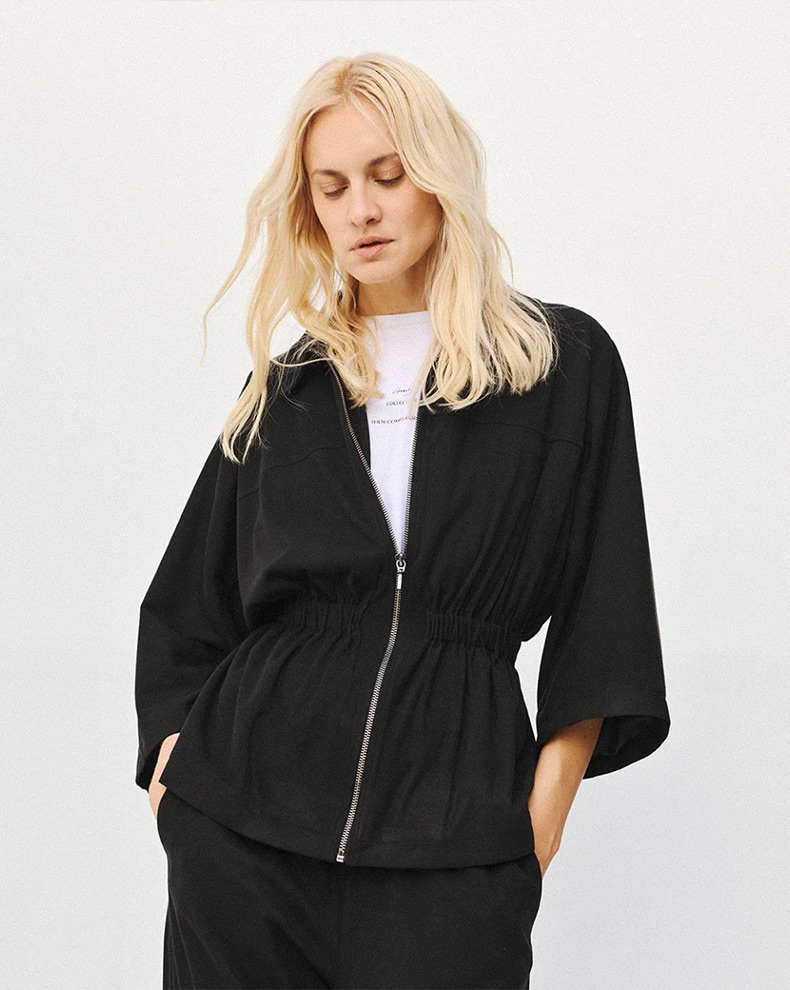 Suede Effect Jacket With Elasticated Hem - Access Fashion