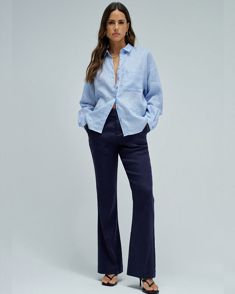 Chino Flare Linen Trouser - Salsa Jeans