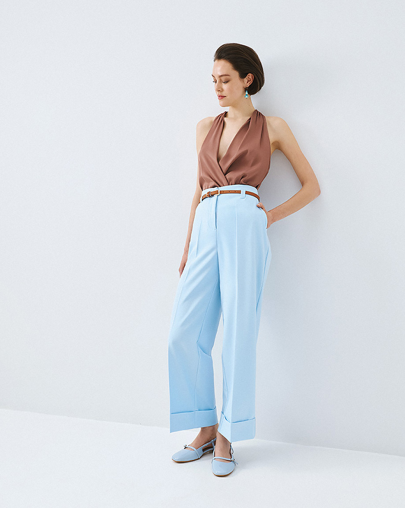 High-waisted trousers with rever - Access Fashion