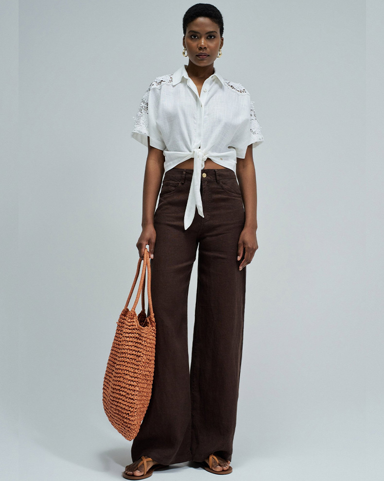 Shirt With Lace And Linen - Salsa Jeans