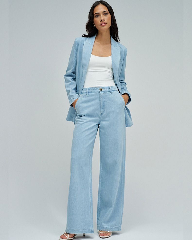 WIDE CHINO TROUSERS IN LIGHTDENIM - Salsa Jeans