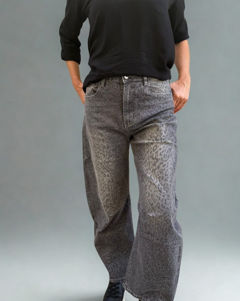 Trouser Jean Grey Leopard
