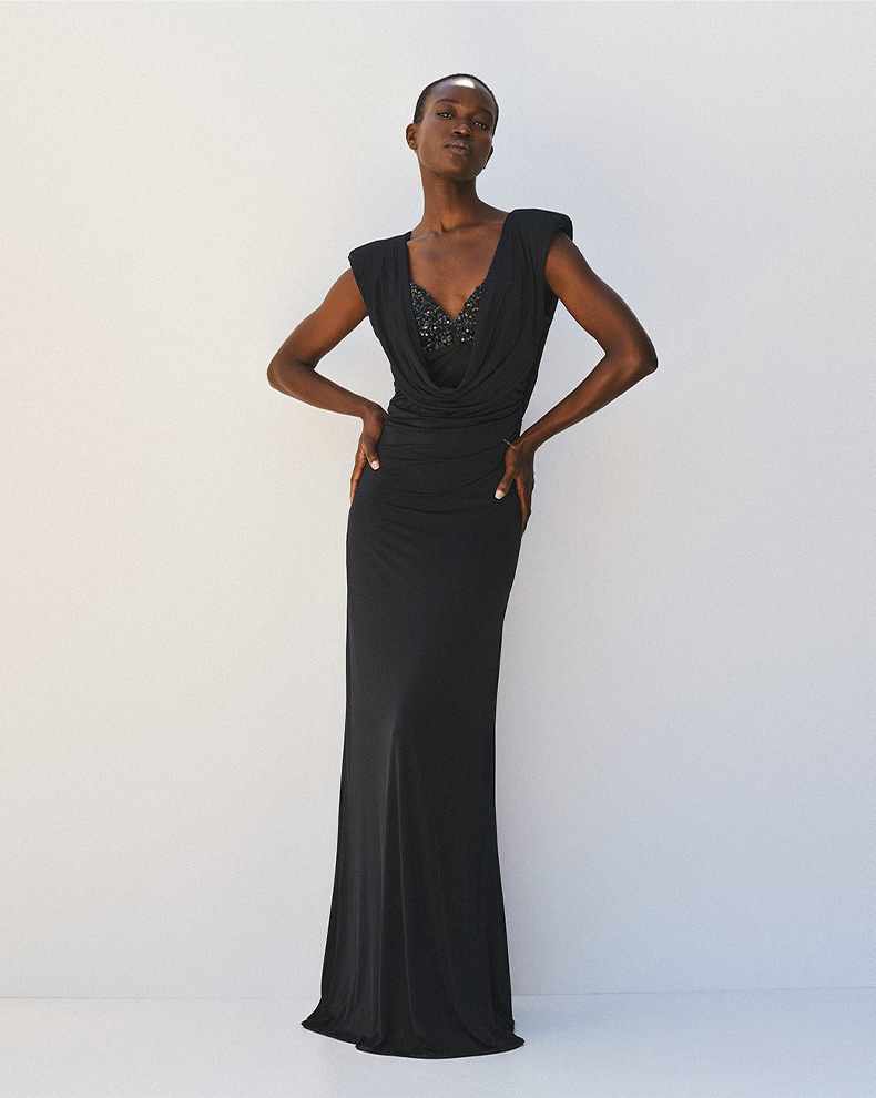 Draped Maxi Dress With Sequins - Access Fashion