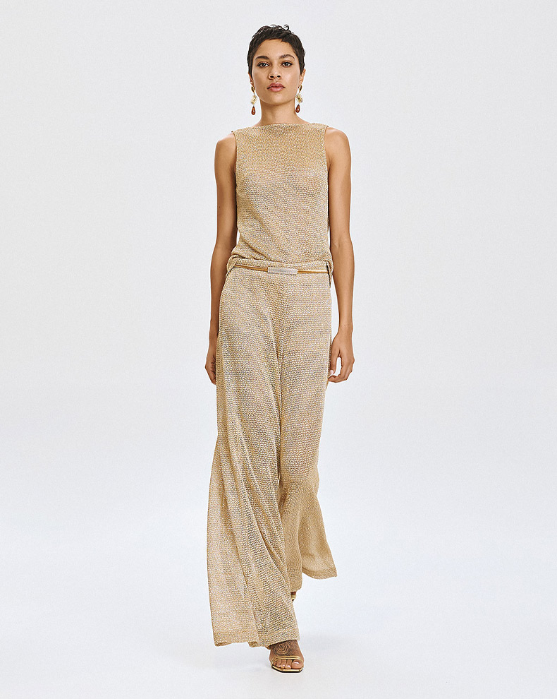 Knitted Trousers With Sequins - Access Fashion
