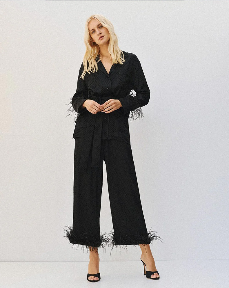 Polka Dot Pants With Feathers - Access Fashion