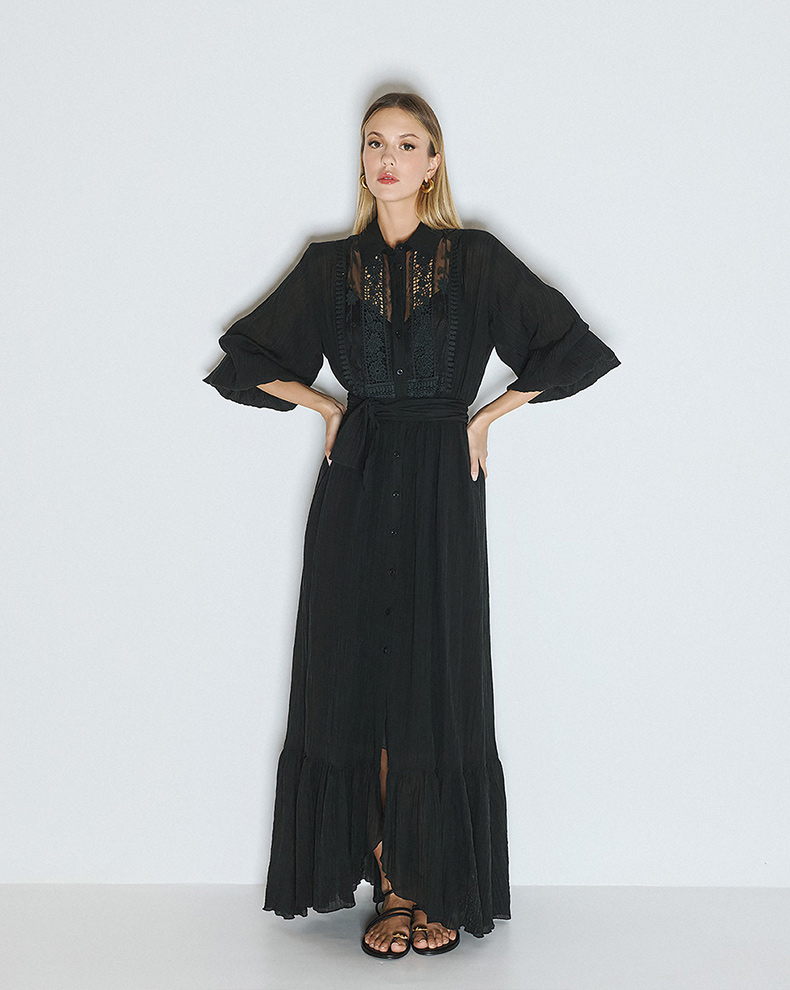 Dress With Ruffles And Knitted Detail - Access Fashion