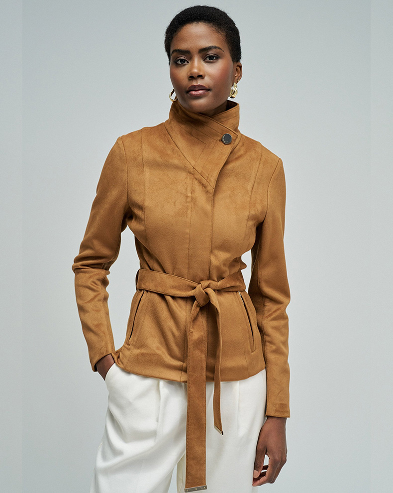 SUEDE COAT WITH BELT - Salsa Jeans
