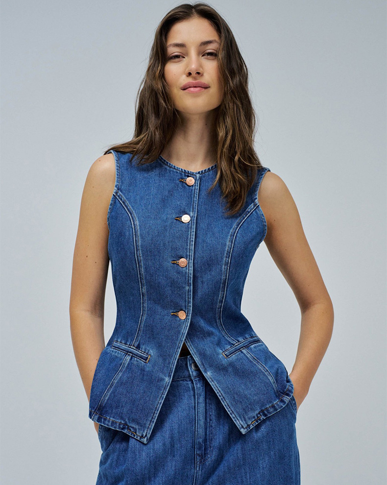 DENIM VEST  FRONT POCK