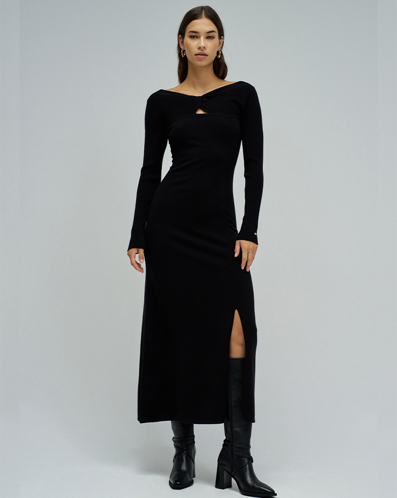 MIDI DRESS WITH TWISTED DETAIL - Salsa Jeans