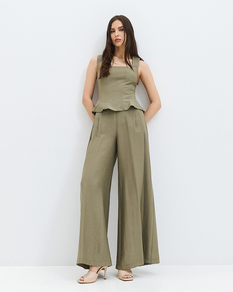 Wide Leg Pants With Pleats - Access Fashion