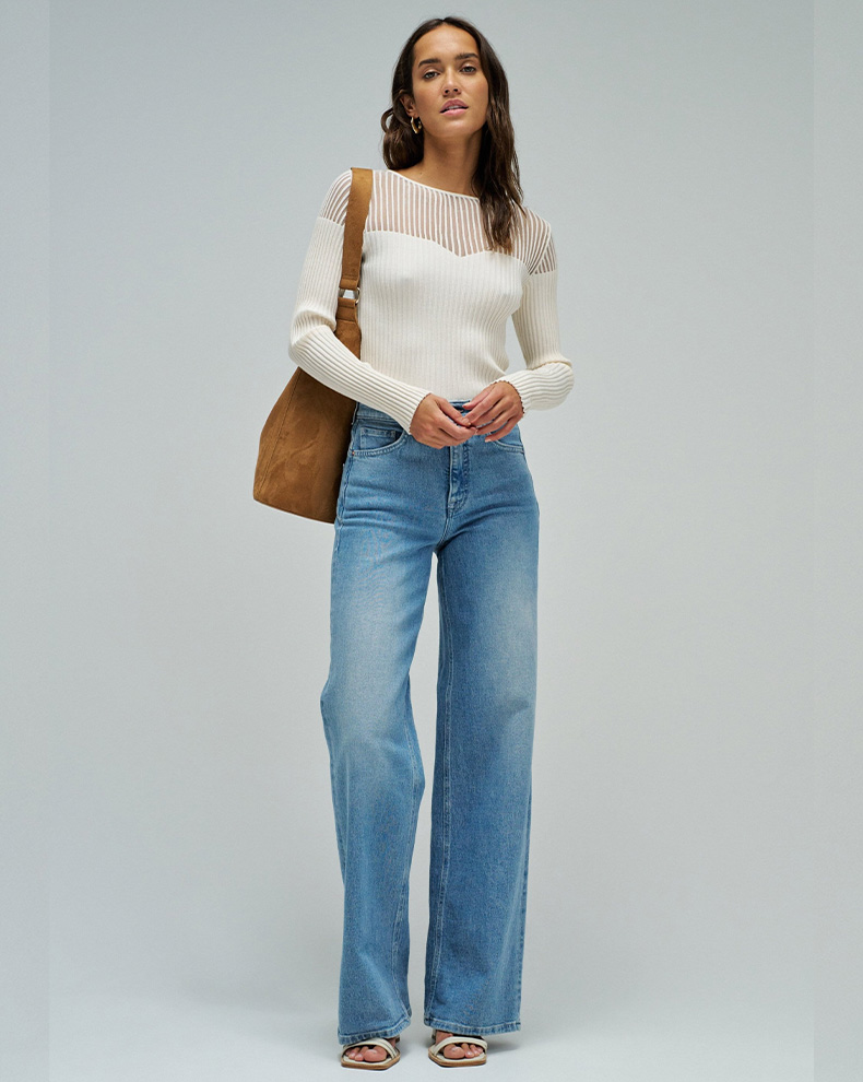 RIBBED TOP WITH TRANSPARENCY - Salsa Jeans