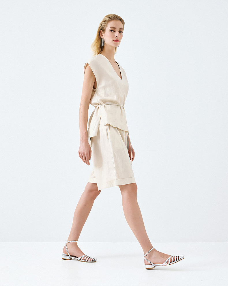 Metallic Top With Belt - Access Fashion