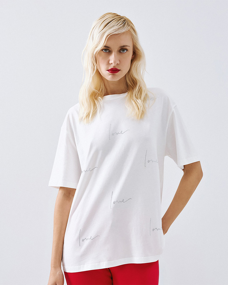 T-SHIRT WITH RHINESTONES - Access Fashion