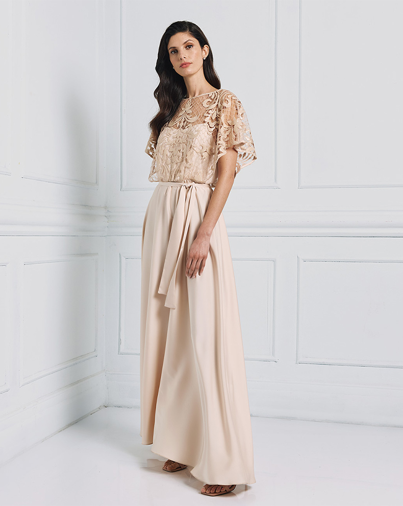 MAXI MESH DRESS WITH EMBROIDERIE