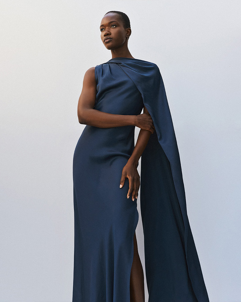 One Shoulder Maxi Dress With Scarf - Access Fashion