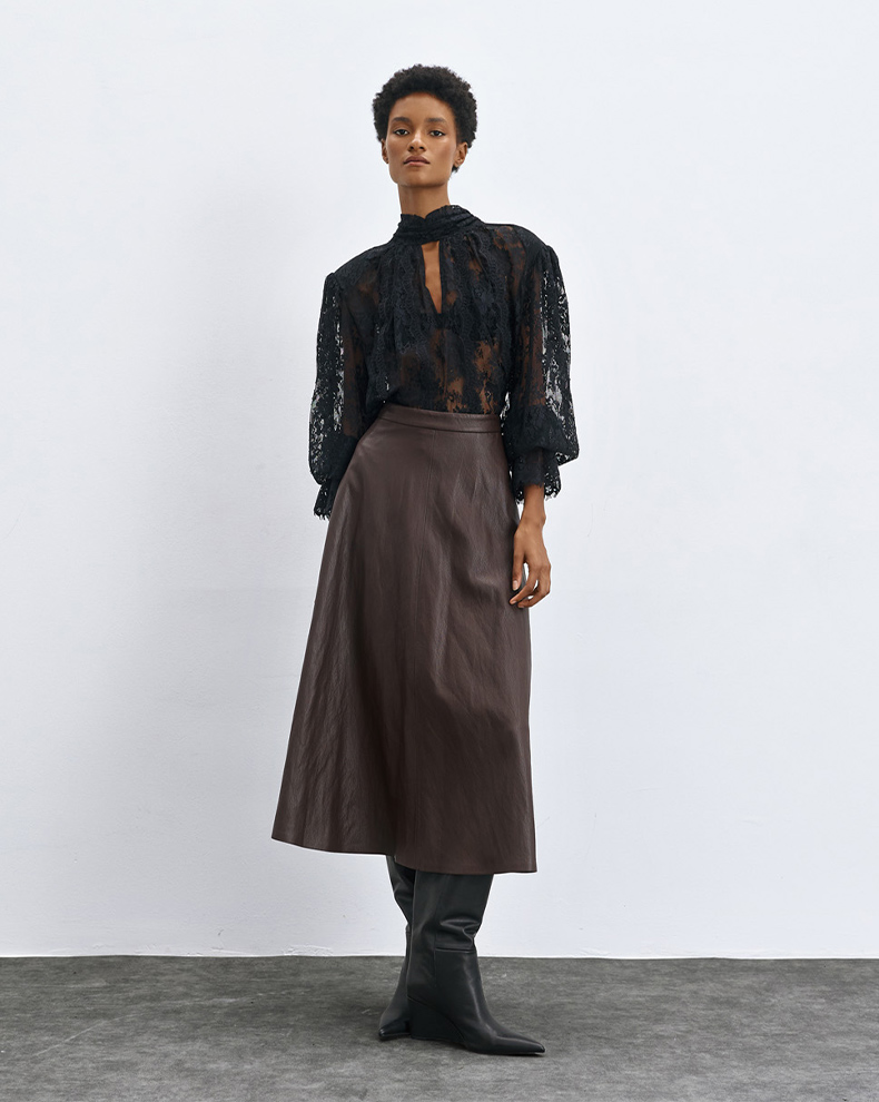 Faux Leather Midi Skirt - Access Fashion