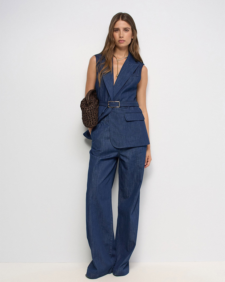 Wide Leg Light Denim Chinos - Salsa Jeans