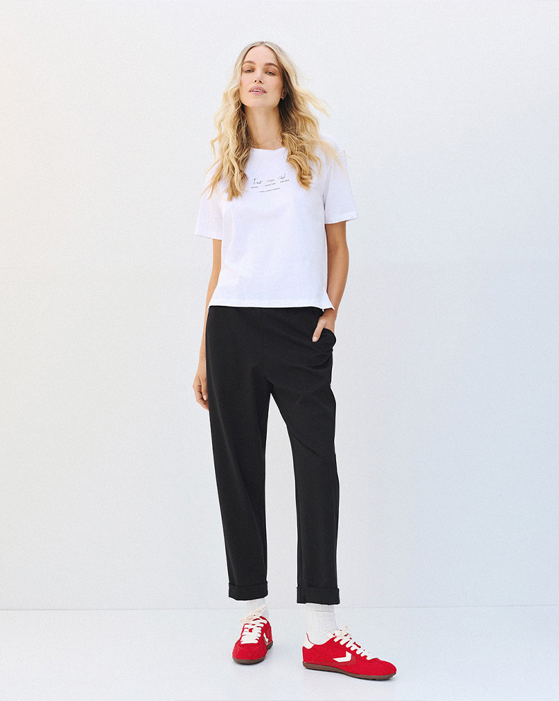 Pants With Elastic Waistband And Cuffs - Access Fashion