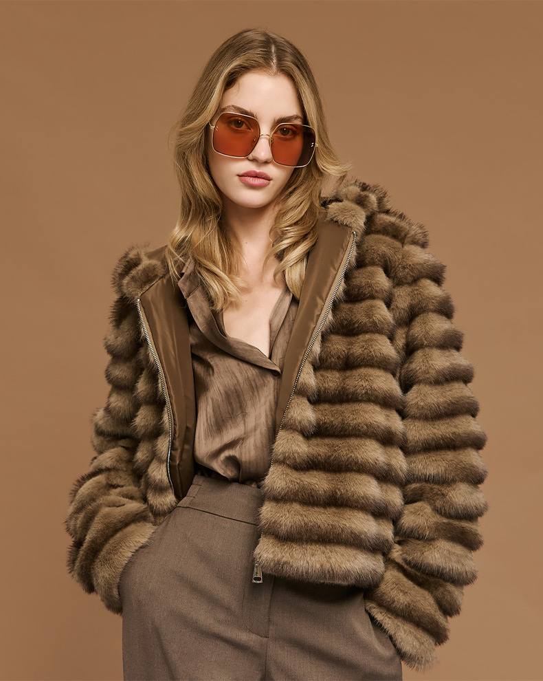 CROPPED JACKET WITH FAUX FUR