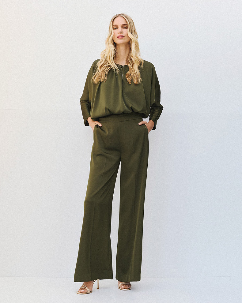 Satin Blouse With Batwing Sleeves - Access Fashion