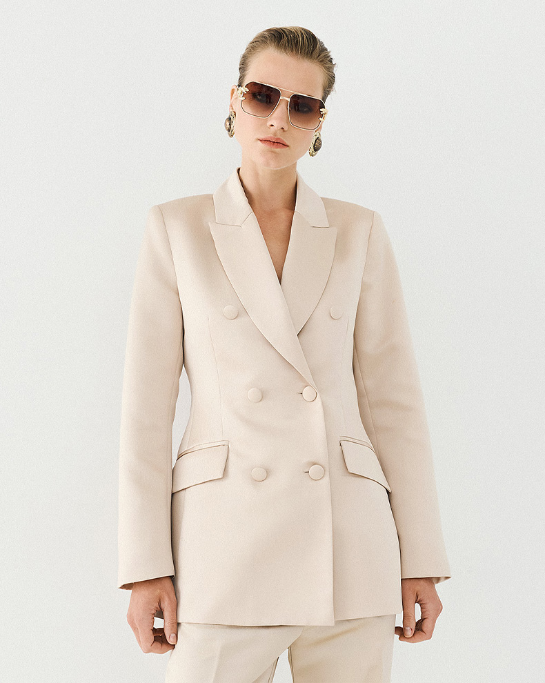 Double breasted jacket with a shiny look - Access Fashion