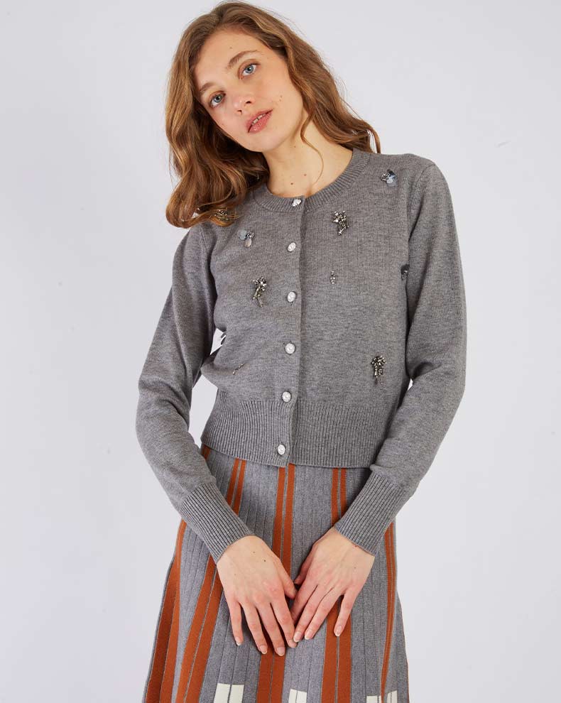 BEVERLY GILET MAILLE GREY