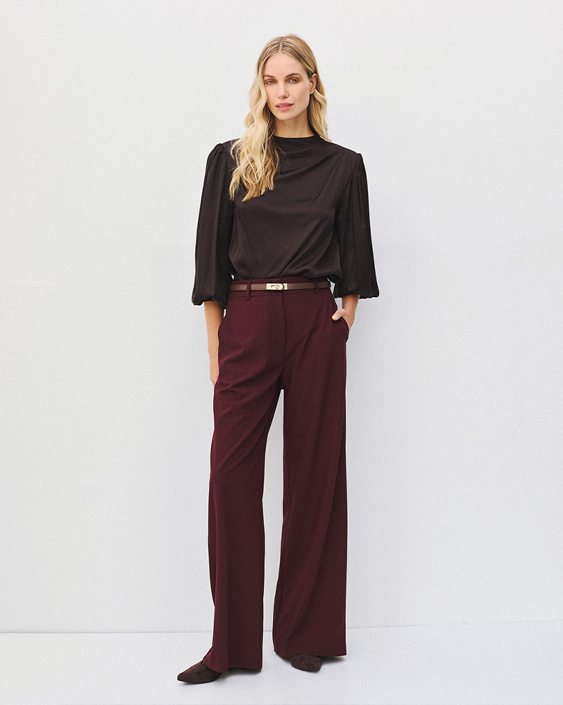 Satin Blouse With Padding And Ruffles - Access Fashion