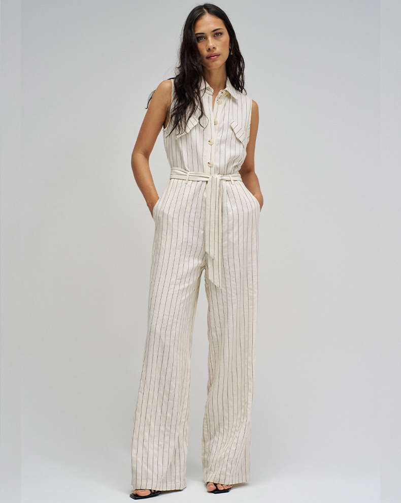 Linen Striped Overalls - Salsa Jeans